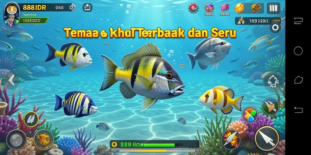 Tampilan gameplay Tembak Ikan yang seru dan penuh warna.