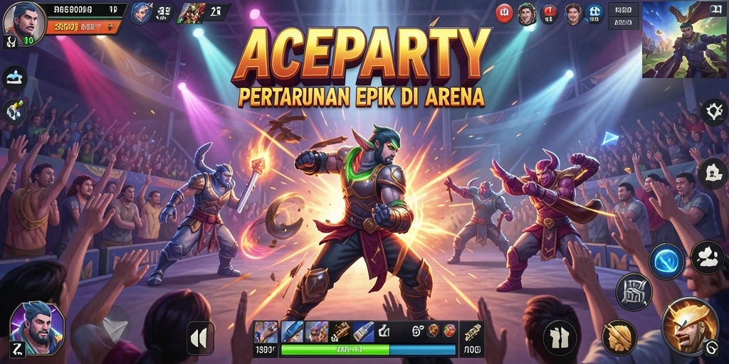 Screenshot gameplay ACEPARTY menunjukkan suasana pertarungan yang mendebarkan.