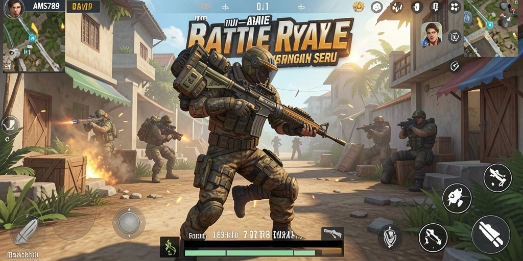 Tampilan gameplay seru dalam pertarungan Battle Royale di AMS789.