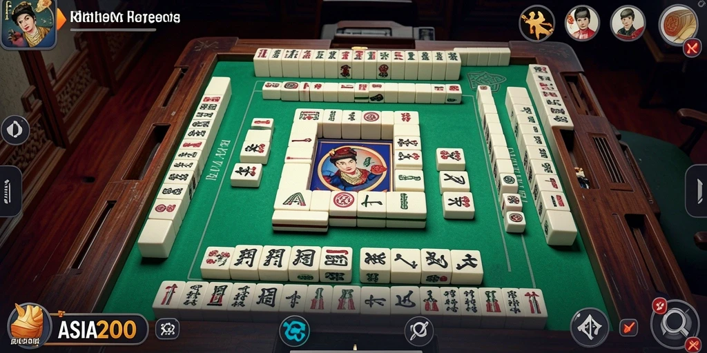Tampilan gameplay seru di ASIA200 dengan berbagai level Mahjong.