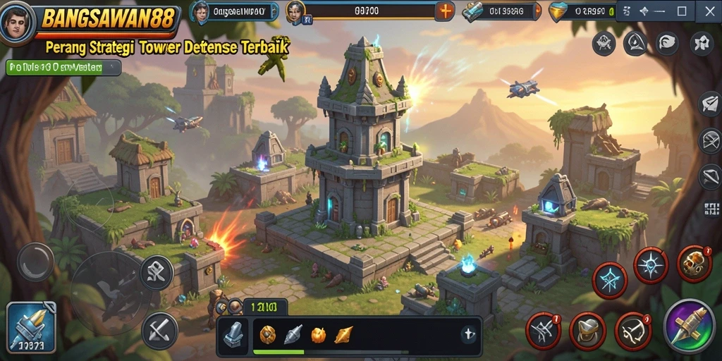 Gameplay seru Tower Defense di BANGSAWAN88 dengan menara strategis.