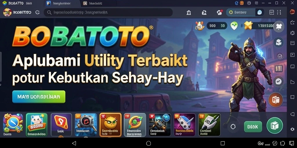Tampilan utama BOBATOTO dengan fitur utility yang lengkap.