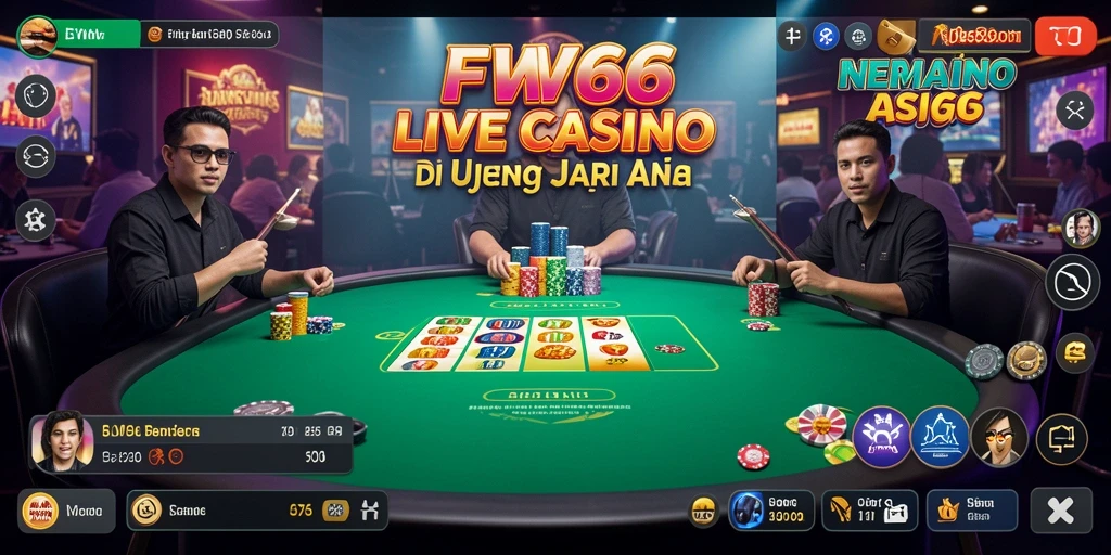 Screenshot permainan FW66 yang menunjukkan suasana kasino langsung.
