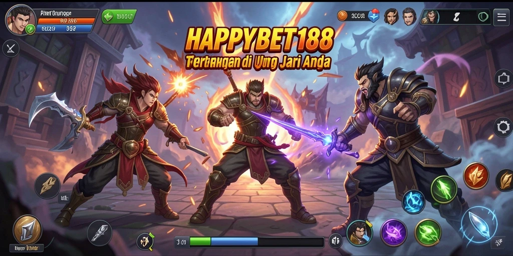 Gameplay seru dengan pertarungan intens karakter dalam HAPPYBET188.