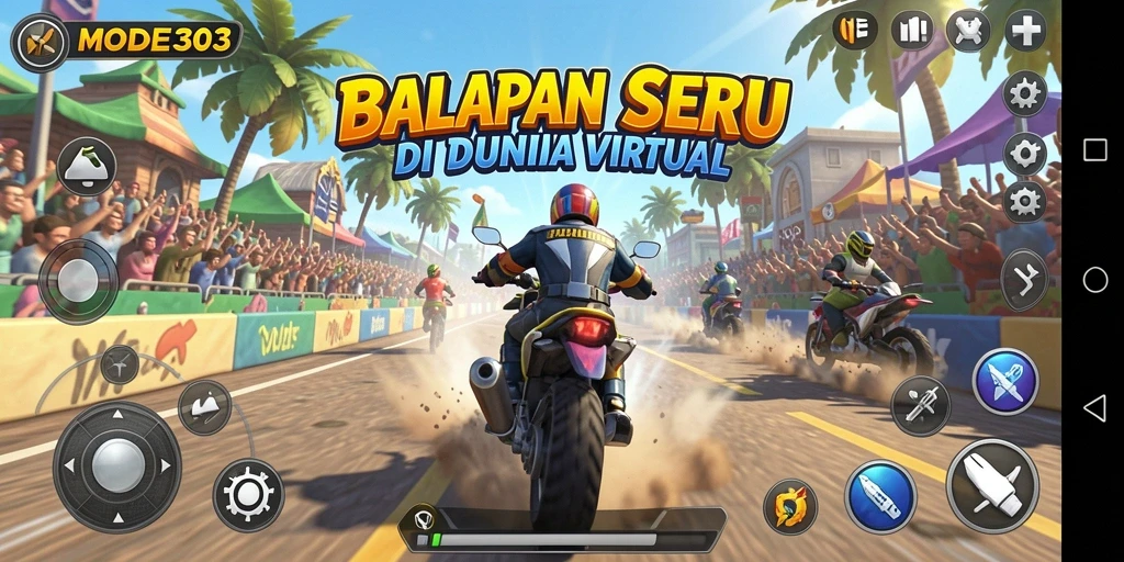 Tampilan gameplay Racing yang seru dan mendebarkan di MODE303.
