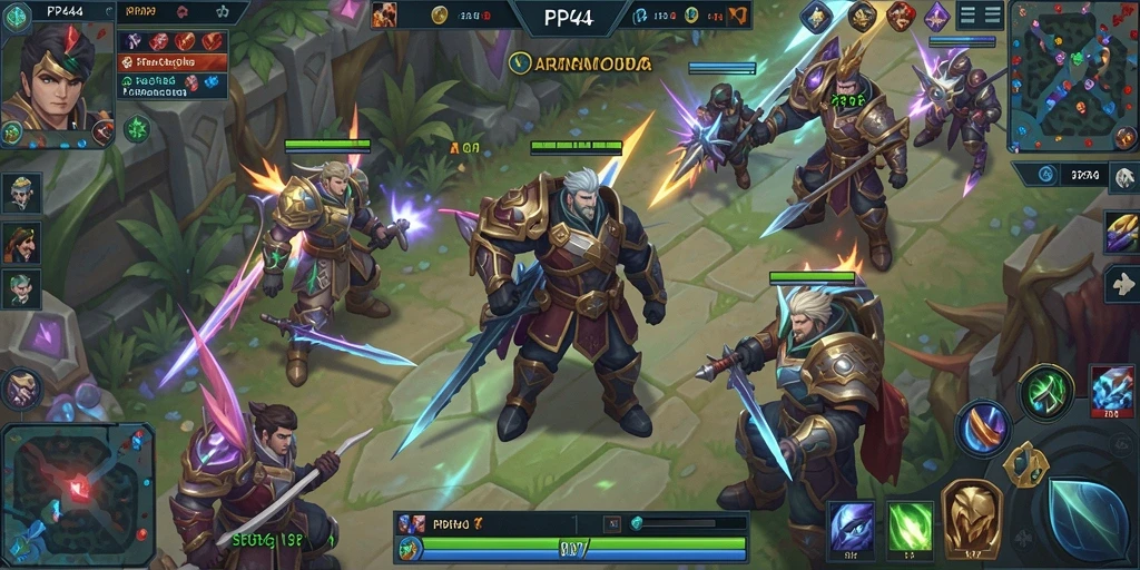 Gameplay seru dalam PP444 di arena MOBA.
