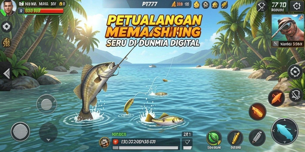 Tampilan gameplay PT777 yang menampilkan aksi memancing yang seru.