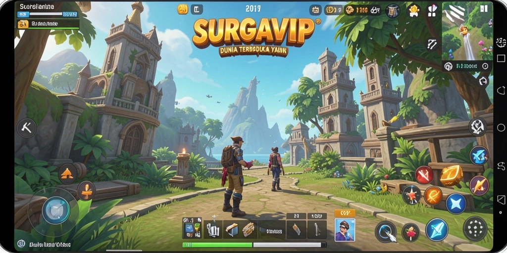 Tampilan gameplay yang menarik dari dunia terbuka SURGAVIP.