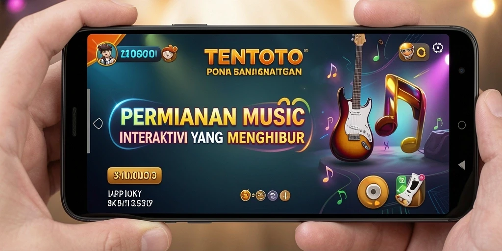 Tampilan gameplay TENTOTO dengan musik interaktif dan grafis menarik.